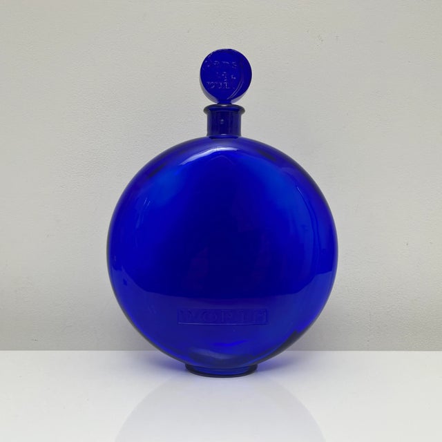 Glass Cobalt Blue Perfume Bottle by René Lalique For Sale - Image 7 of 11