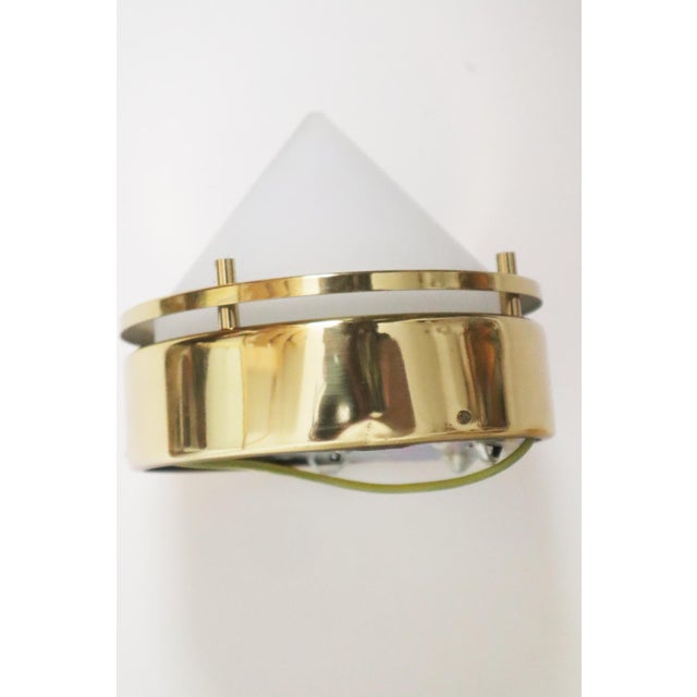 Contemporary Minimalist Golden Scone with Opal Glass from Glashütte Limburg, 1980s For Sale - Image 3 of 18