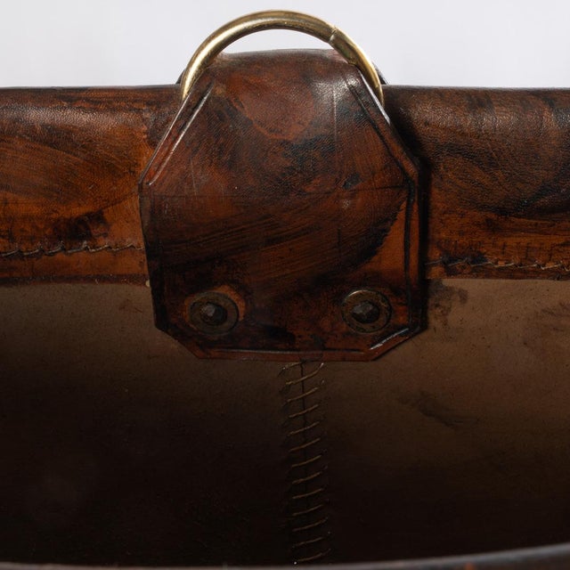 Vintage Leather Magazine Holder or Waste Paper Bin For Sale - Image 4 of 11