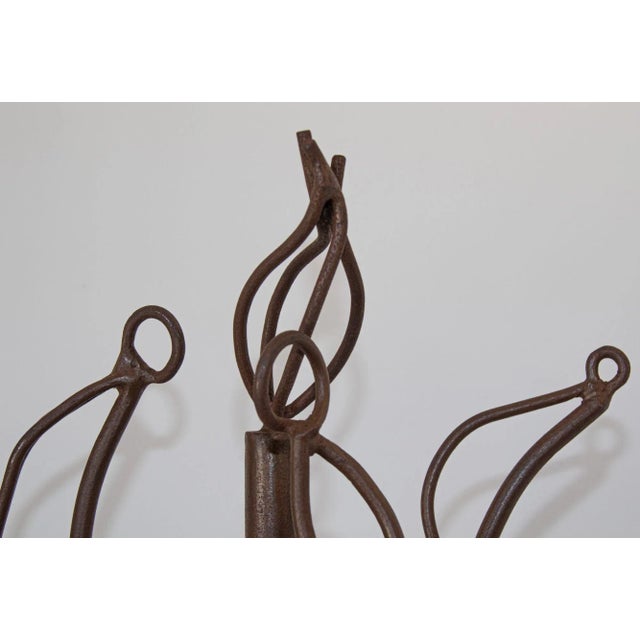 Mid-Century Sculptural Iron Forged Oversized Fire Place Tools - 4 Pieces For Sale - Image 4 of 13