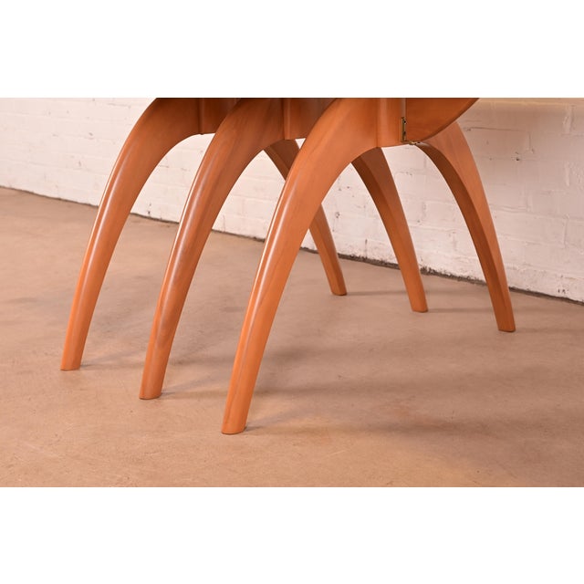 Heywood Wakefield Mid-Century Modern Solid Maple Wishbone Extension Dining Table, Newly Refinished For Sale - Image 11 of 15