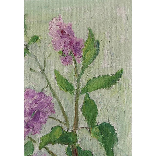 Realism 1970s Lilac Still Life, Oil Painting, Ukrainian Art 50-35 For Sale - Image 3 of 6