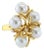 Pearl Cluster Ring with Diamond Accent 14k Yellow Gold, Size 5 For Sale