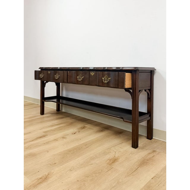 Vintage Console Table Harden Traditional Brass Pulls Hall Entry Table Sofa Table For Sale - Image 9 of 14