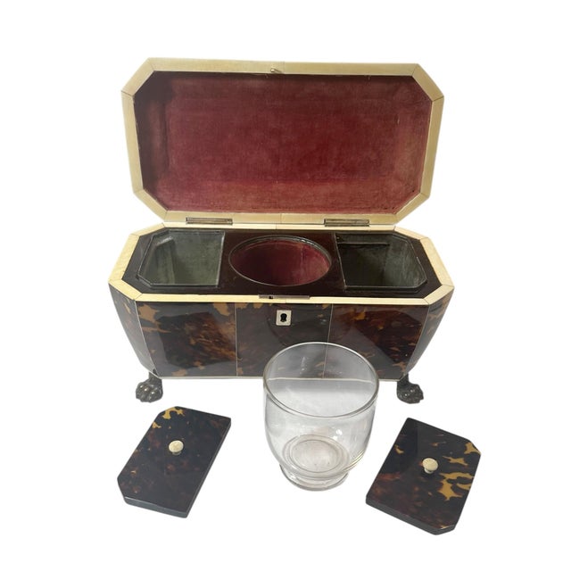 Brown Early 19th Century Immaculate Faux Tortoiseshell Tea Caddy For Sale - Image 8 of 12