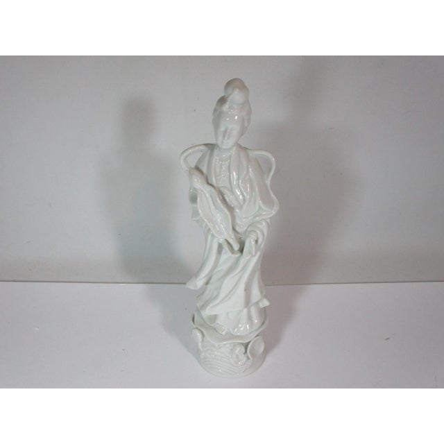 Chinoiserie White Porcelain Asian Figurine For Sale - Image 3 of 13