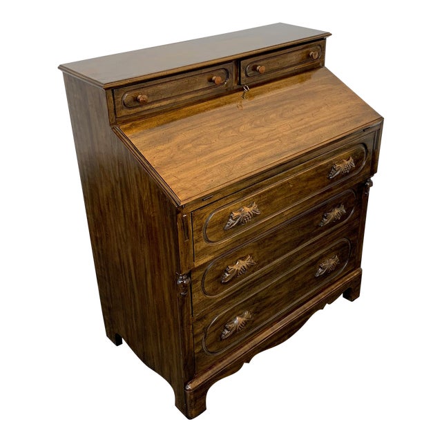 Davis Cabinet Lillian Russell Solid Walnut Victorian Slant Drop Front Desk 2