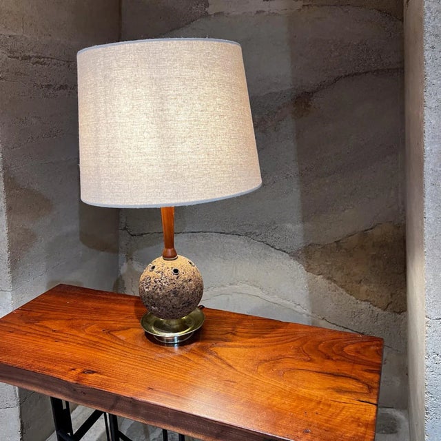 Wood 1960s Sculptural Cork and Walnut Table Desk Lamp Laurel Co For Sale - Image 7 of 11