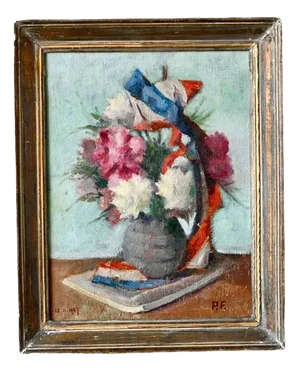 French Artist, Bouquet of Flowers, 1947, Oil on Canvas, Framed