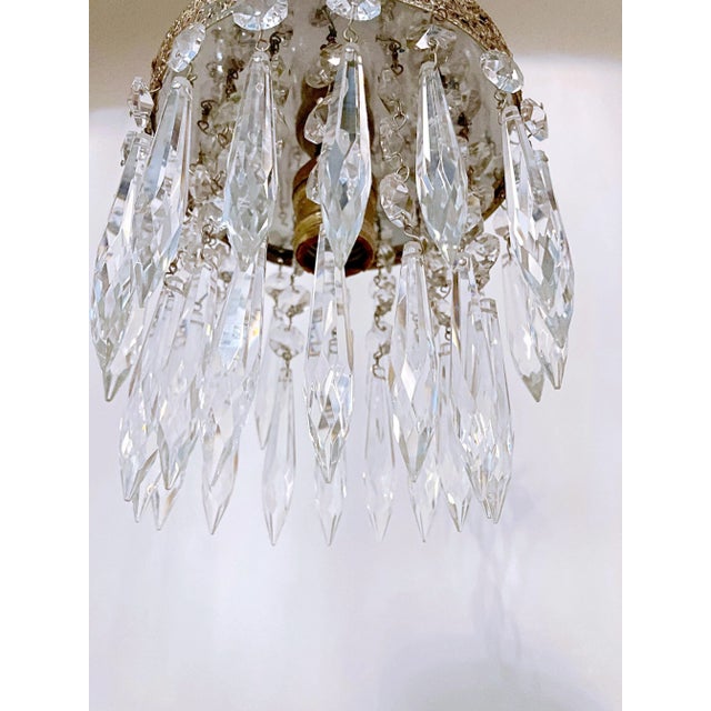 1950s 1950s Italian Brass Upside Down Layered Cake Chandelier For Sale - Image 5 of 7