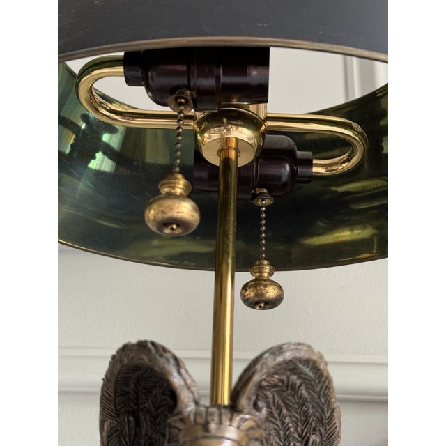 Late 20th Century Vintage Egyptian Revival Griffin Sphinx Table Lamp With Black Metal Shade For Sale - Image 5 of 10