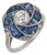Art Deco Style Diamond Sapphire Platinum Ring, Size 6.5 For Sale