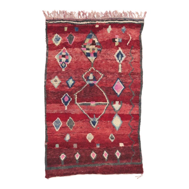 Vintage Red Boujad Moroccan Rug - 05'01 X 08'00 For Sale