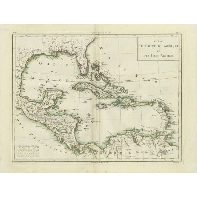Antique Map of the Gulf of Mexico and Caribbean Islands by Tardieu, 1802 For Sale