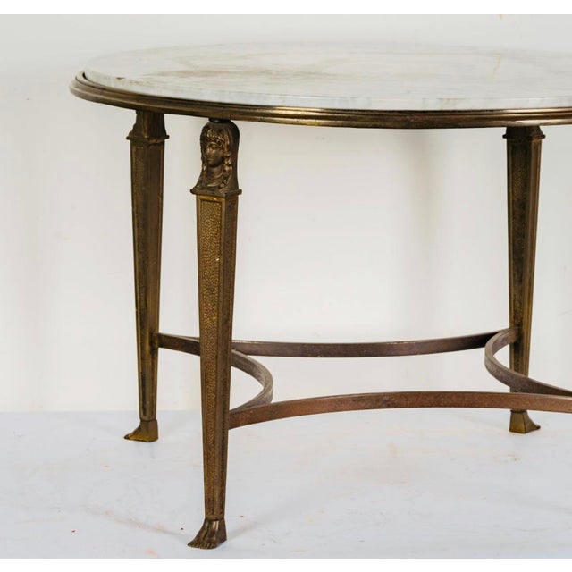 Metal Late 19th Century Empire-Style Marble-Top Round Side Table For Sale - Image 7 of 7