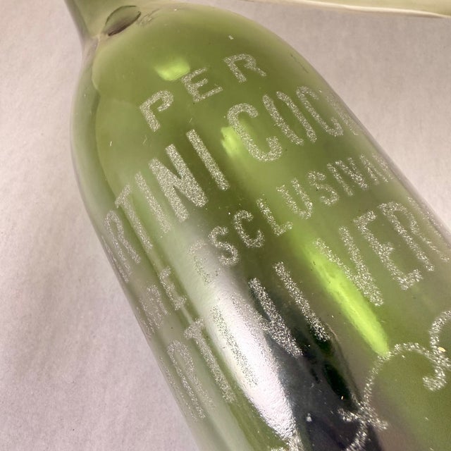 Antique French Etched Martini Vermouth Corked Bottle For Sale - Image 4 of 10