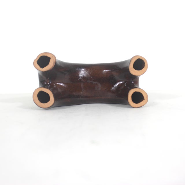 Ceramic Mid Century Modern Ceramic Ram or Goat Pottery, Small Animal Figurine Vintage Sculpture Bitossi Style Rust Brown For Sale - Image 7 of 9