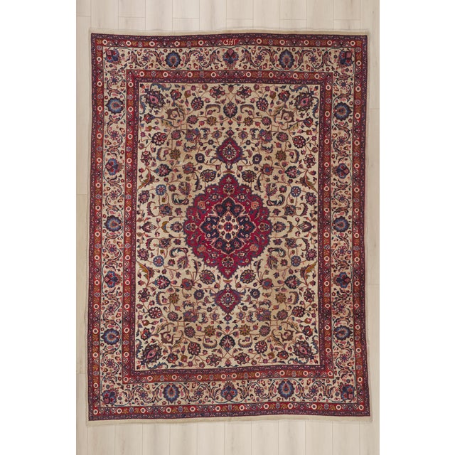 Signed Antique Persian Mashhad Rug, 08'00 X 11'02 For Sale - Image 11 of 11