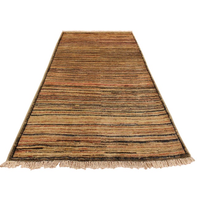 1990s Boho Chic Gabbeh Beige/Brown Wool Rug - 2'10'' X 4'9'' For Sale - Image 5 of 10