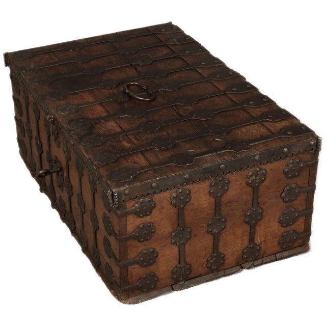 Baroque Small Antique Gothic Chest with Iron Bands, 1500 For Sale - Image 3 of 18