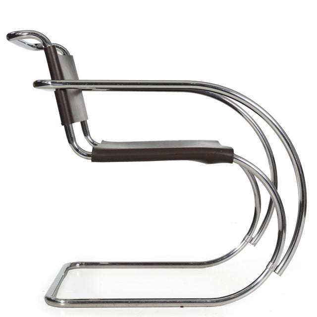 Mid-Century Modern Pair of Vintage 1970s Mies Van Der Rohe Mr20 Leather and Chrome Armchairs For Sale - Image 3 of 18
