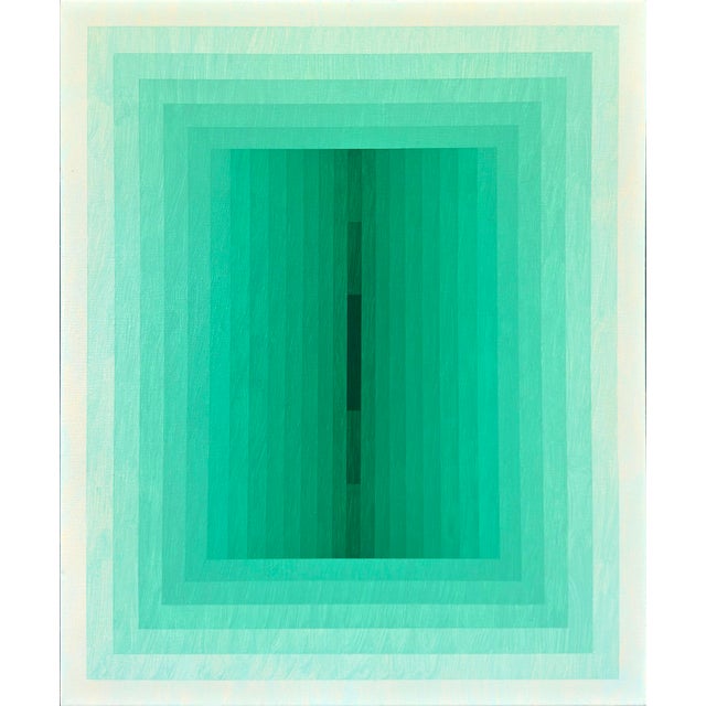 Contemporary Abstract Acrylic on Canvas "Light Consideration (Emerald)" by Andy Harwood For Sale - Image 6 of 7