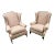 Late 20th Century Georgian Style Wingback Chairs Upholstered in Linen - A Pair For Sale