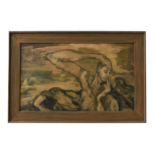Vintage Gouache on Board Titled, "He," Dated 1969