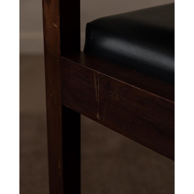 Vintage Scandinavian Style Wooden and Black Skai Leather Armchair, 1960s For Sale - Image 17 of 18