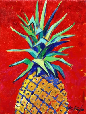 Pineapple Red - Contemporary Original Acrylic Painting by Kathleen Keifer