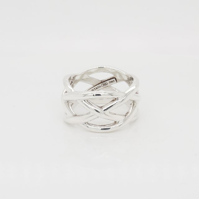 Late 20th Century Vintage Tiffany & Co. Sterling Silver Braided Crisscross Ring For Sale - Image 5 of 15