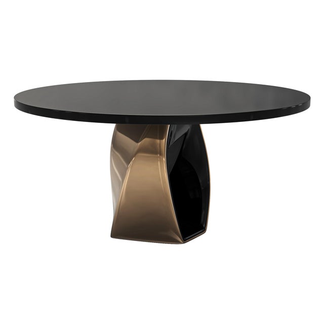 "Giselle" Round Table With Bronze and Stainless Steel, Handcrafted For Sale - Image 9 of 9