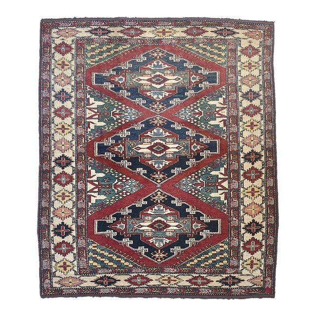 Vintage Kazak Medallions Tribal Rug 6 x 6.9 For Sale