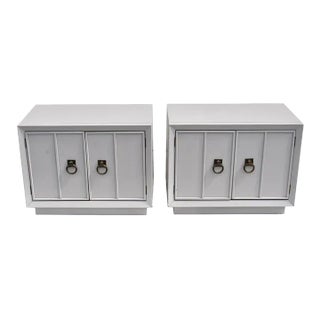 Regency Style Grey Nightstands or Side Tables - A Pair For Sale