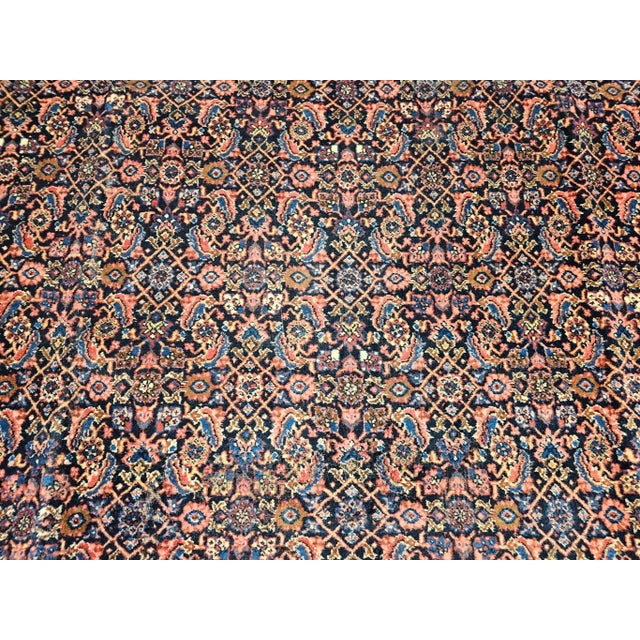 Oxblood Red Vintage Persian Bidjar Rug, All-Over Herati Geometric Pattern, in Midnight Blue & Rust-Red, 9’ X 12’ For Sale - Image 8 of 12