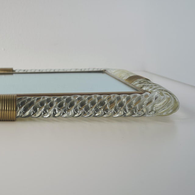Early 20th Century Barovier & Toso Twist Murano Glass and Brass Tray For Sale - Image 5 of 11