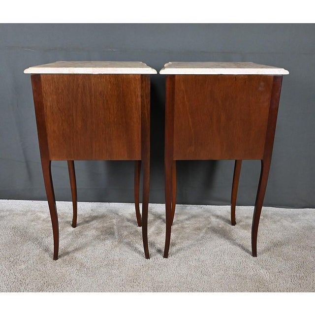 Louis XV Style Marquetry Bedside Tables, Late 20th Century, Set of 2 For Sale - Image 16 of 18