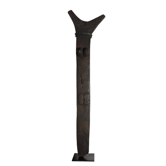 Mid-Century Modern Mid-Century Toguna Sculpture in Burnt Oak on Metal Base by Dogon People, Mali For Sale - Image 3 of 12