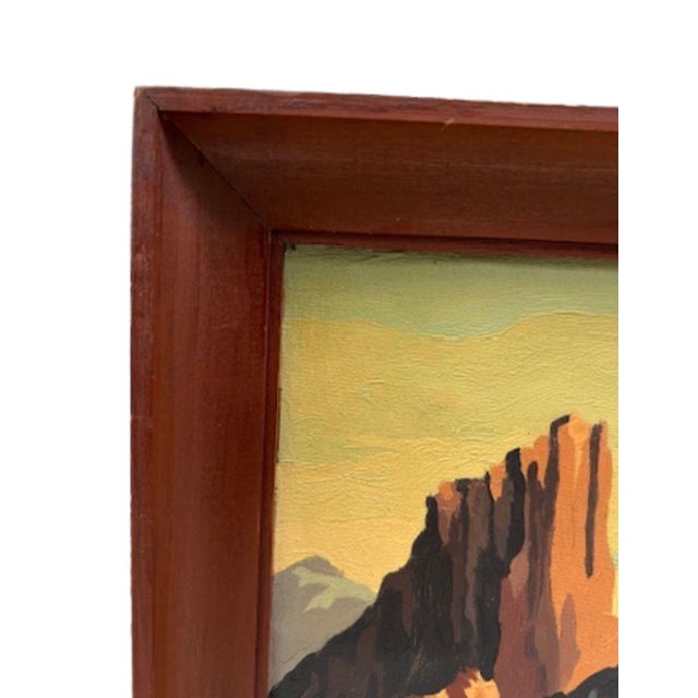Wood Vintage Framed Southwestern Desert Landscape Oil Painting For Sale - Image 7 of 11
