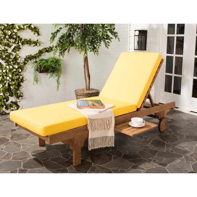 Newport Chaise Lounge Chair with Side Table, Natural/Yellow Cushion For Sale In Philadelphia - Image 6 of 9