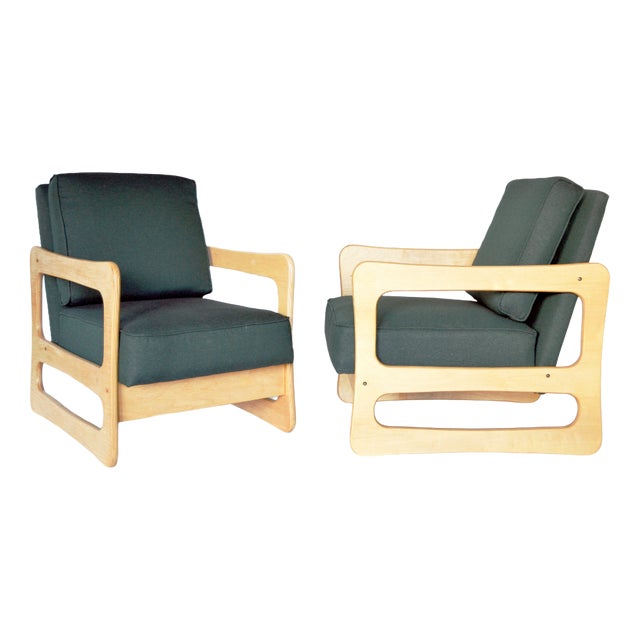 Set of Vintage Forest Green Vesta Amrchairs by Brigita Adamonienė, 1970s For Sale