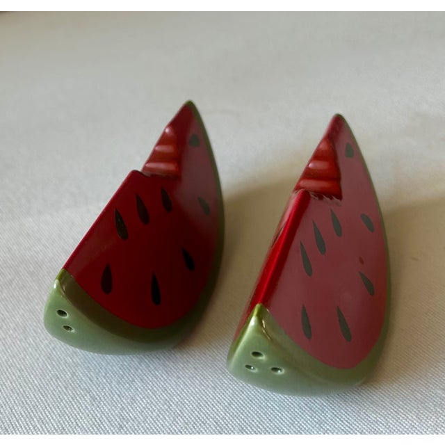Vintage Americana Ceramic Watermelon Salt and Pepper Shakers- A Pair For Sale In Palm Springs - Image 6 of 9