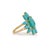 Metal 6.7ct Turquoise Sunburst Art Deco Vintage Ring in 14k Yellow Gold Size 4 For Sale - Image 7 of 16