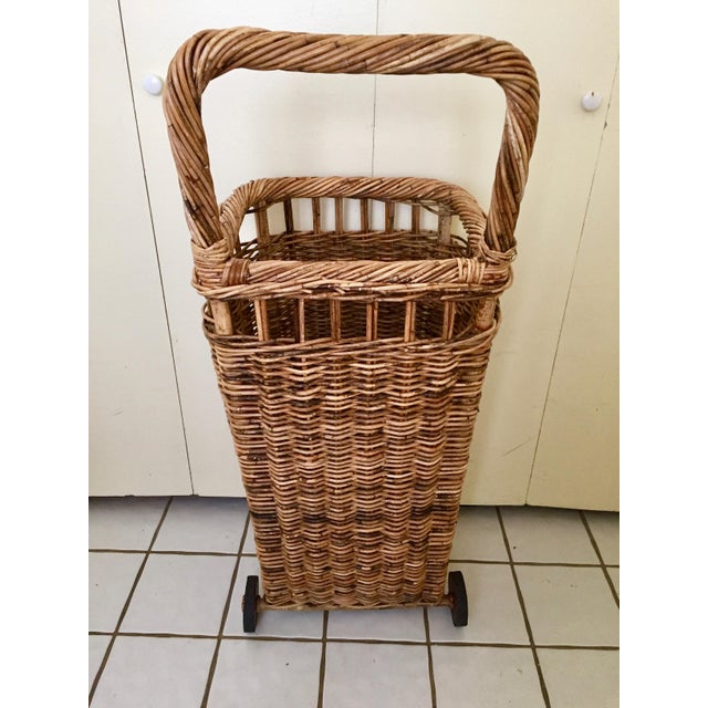 French Market Rolling Wicker Basket Chairish
