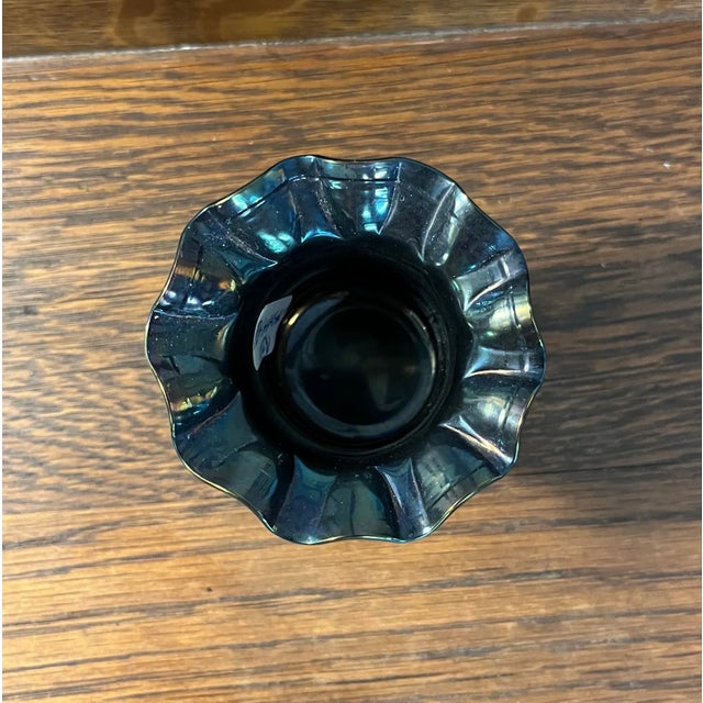 Mid 20th Century Mid 20th Century Iridescent Toothpick Holder With Scalloped Edge For Sale - Image 5 of 7