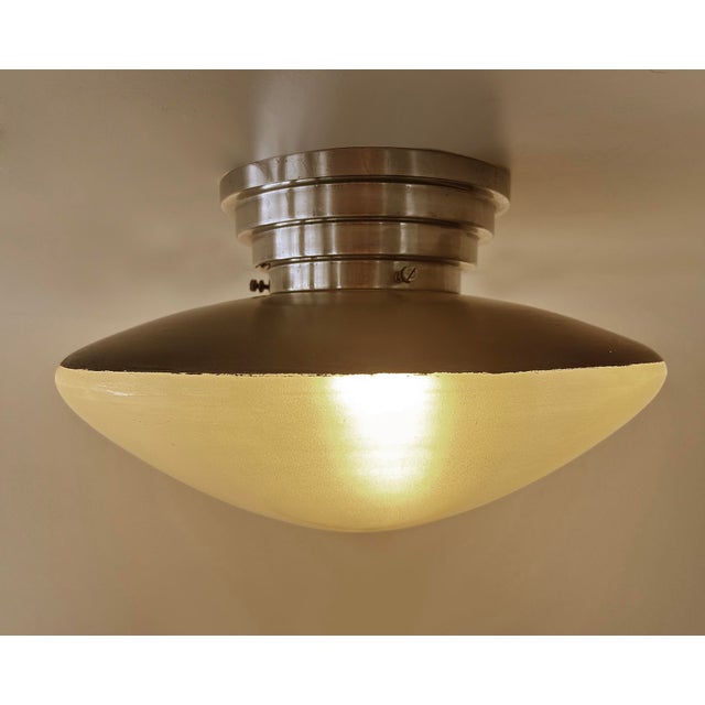 French Art Deco Glass Pendant Light by Mazda, 1930s For Sale - Image 4 of 18