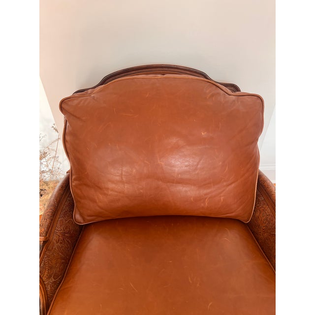 1990s 1990s Ethan Allen Bergere Leather Chair and Ottoman For Sale - Image 5 of 17