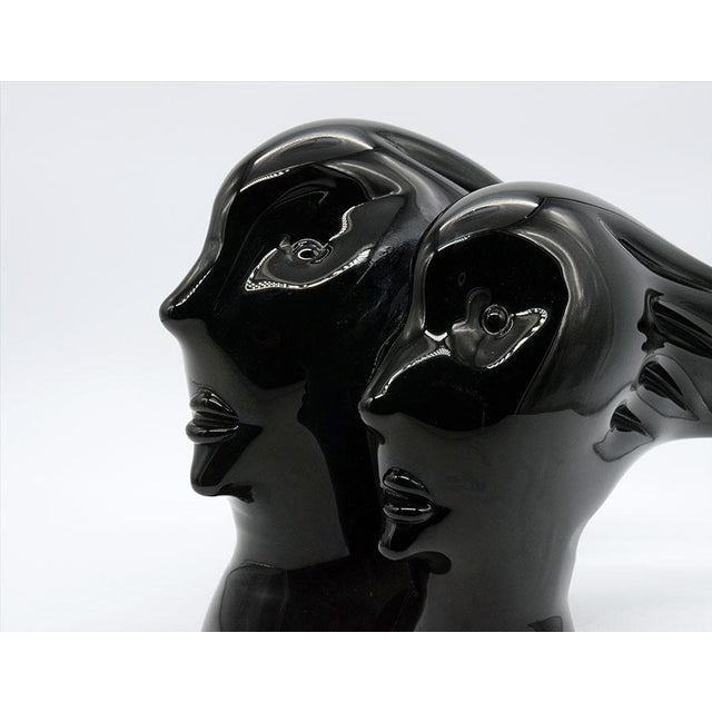 Murano Heads Sculpture in Black Glass by Sergio Rossi, 1970s For Sale - Image 10 of 14