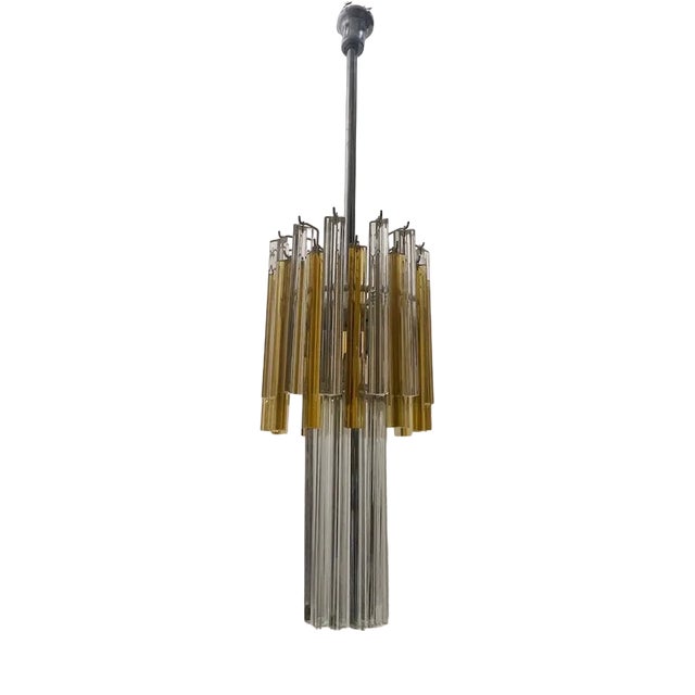 Murano Glass Trilobi Chandelier by Venini, 1980s For Sale