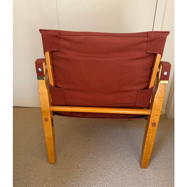 Vintage safari-style sling lounge chair manufactured by the Gold Medal Folding Furniture Company of Racine, Wisconsin,...